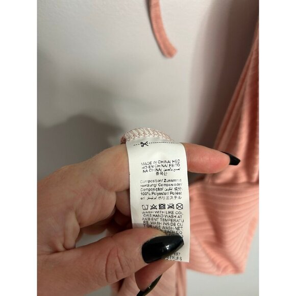 NWT SHEIN Vacay Pink Maxi Slit Cutout Halter Bodycon Dress Women’s Size Small - Picture 6 of 7